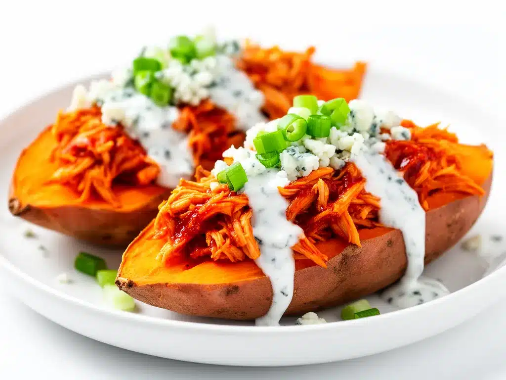 Buffalo Chicken Stuffed Sweet Potatoes Easy Recipe for Busy Weeknights 4 buffalo chicken stuffed sweet potatoes preparation steps
