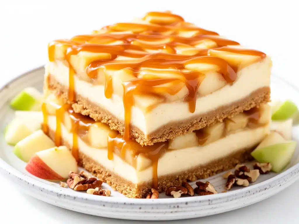 caramel apple cheesecake bars - featured image