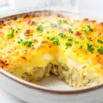 cheesy crispy hash brown breakfast casserole - featured image