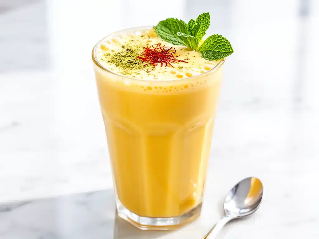creamy mango lassi with cardamom - featured image