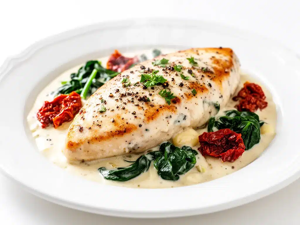 Creamy Tuscan Garlic Chicken Recipe Easy One-Pan Weeknight Dinner 4 creamy tuscan garlic chicken preparation steps