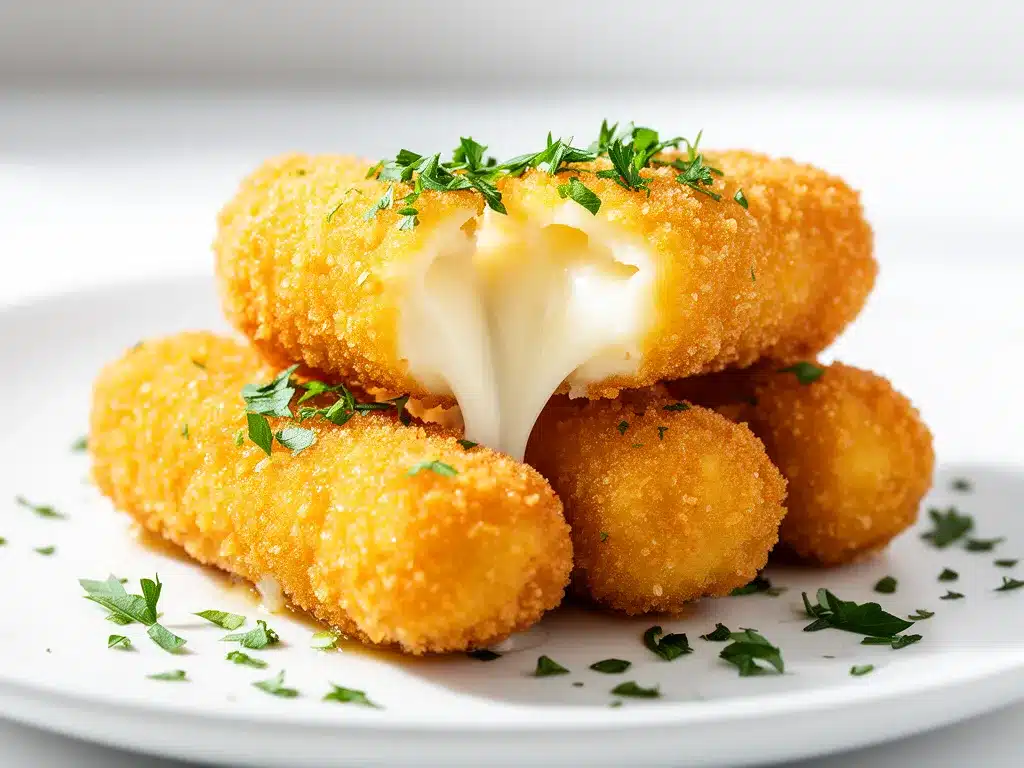 Crispy Air Fryer Mozzarella Sticks Recipe Easy Homemade Snack with Simple Ingredients 4 crispy air fryer mozzarella sticks preparation steps