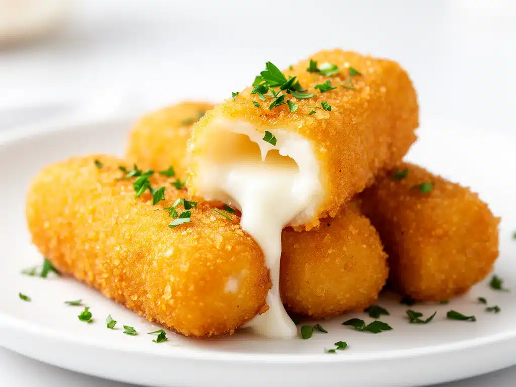 crispy air fryer mozzarella sticks - featured image