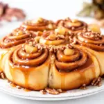 fall caramel apple cinnamon roll cake - featured image