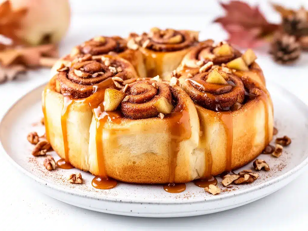 Fall Caramel Apple Cinnamon Roll Cake Recipe Easy Ultra-Gooey Layers 4 fall caramel apple cinnamon roll cake preparation steps