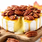 fall maple pecan baked brie - featured image