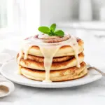 fluffy cinnamon roll pancakes - featured image