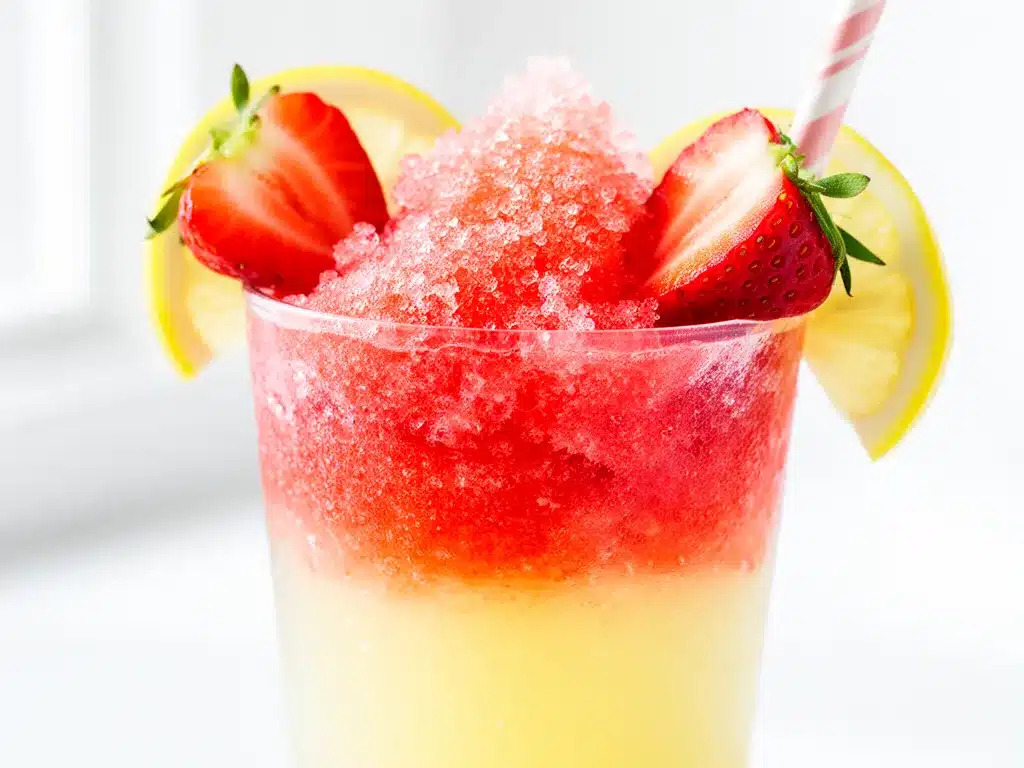Frozen Strawberry Lemonade Slushie Recipe Easy Homemade Summer Drink 4 frozen strawberry lemonade slushie preparation steps