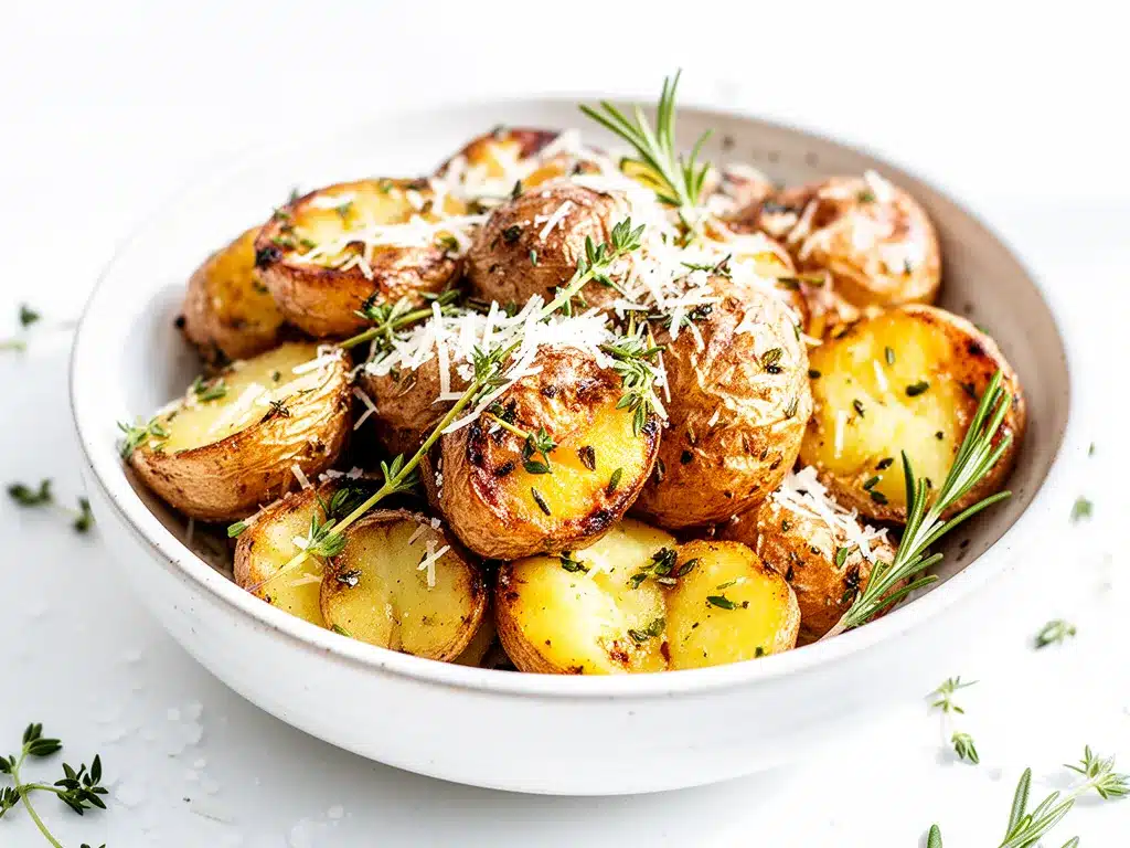 Garlic Herb Roasted Potatoes Recipe Easy 30-Minute Weeknight Dinner 4 garlic herb roasted potatoes preparation steps