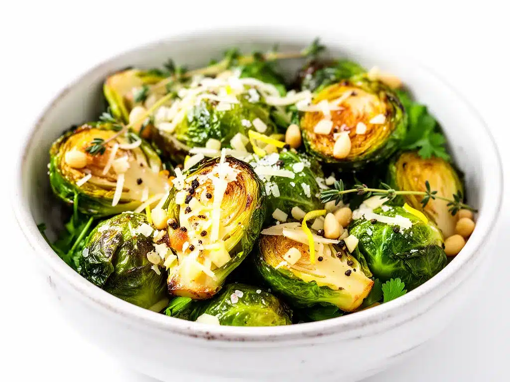 Garlic Parmesan Roasted Brussels Sprouts Recipe Easy Homemade Side Dish 4 Garlic Parmesan Roasted Brussels Sprouts preparation steps