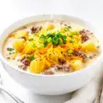 hearty cheeseburger potato soup - featured image