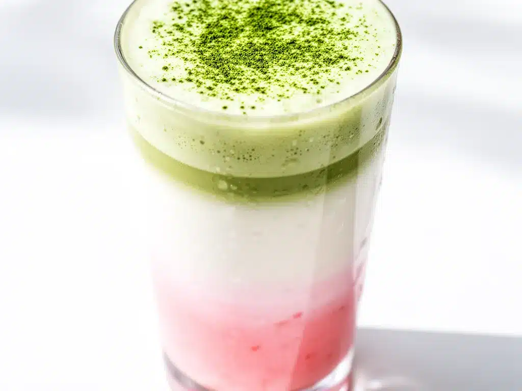 Layered Strawberry Matcha Latte Recipe Easy Perfect Drink to Make on Repeat 4 layered strawberry matcha latte preparation steps