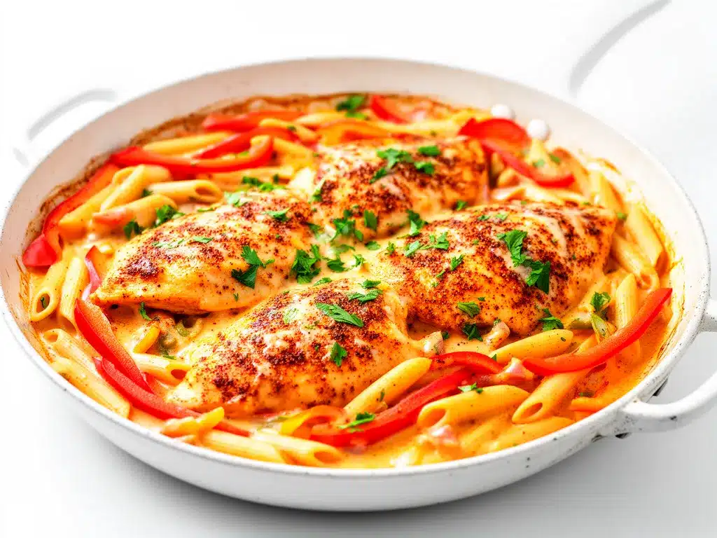 One-Pan Creamy Cajun Chicken Pasta Easy Recipe for Busy Weeknights 4 One-Pan Creamy Cajun Chicken Pasta preparation steps
