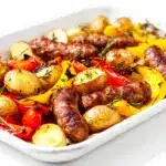 sheet pan sausage with peppers and potatoes - featured image