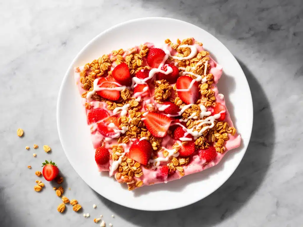 Back-to-School Strawberry Yogurt Granola Bark Easy Healthy Snack for Busy Weeknights 4 strawberry yogurt granola bark preparation steps