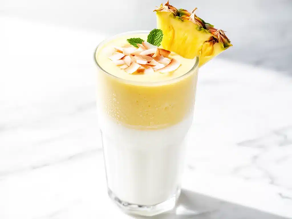 Tropical Pineapple Coconut Smoothie Recipe Easy 5-Ingredient Refreshing Drink 4 tropical pineapple coconut smoothie preparation steps