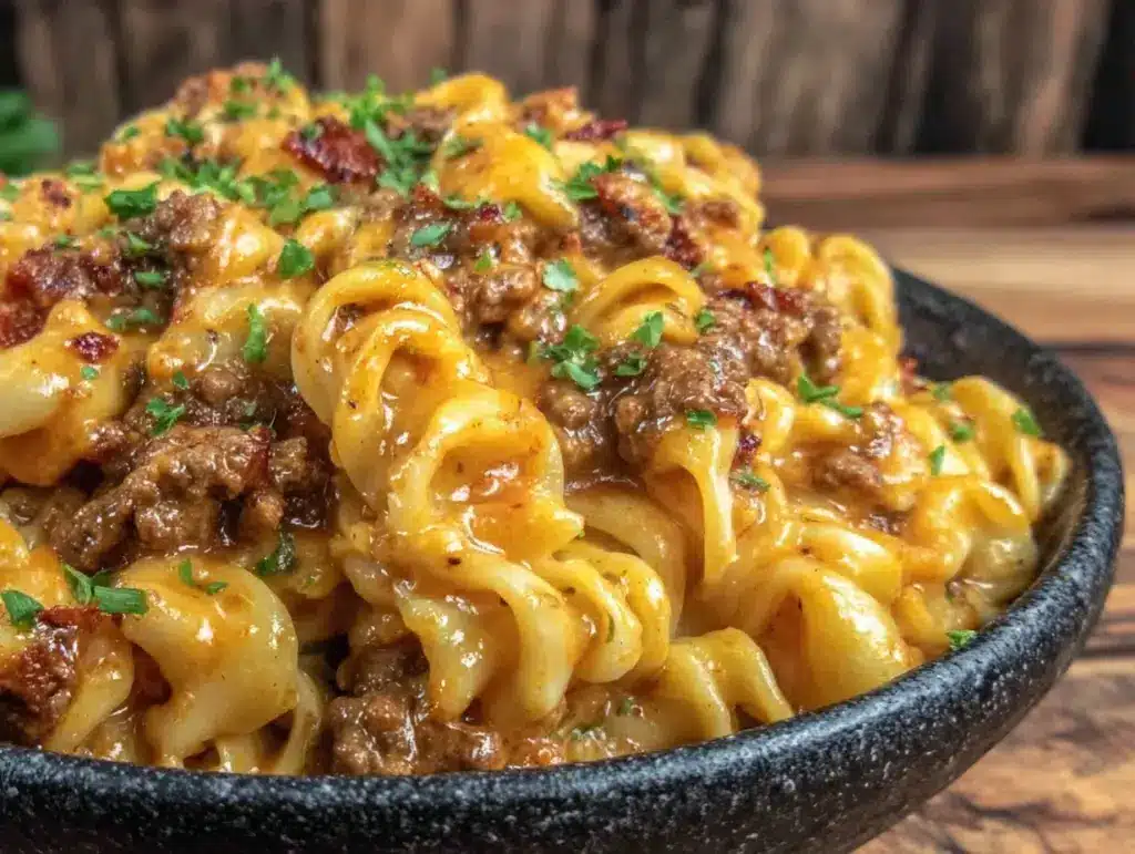 cheesy ground beef goulash - featured image