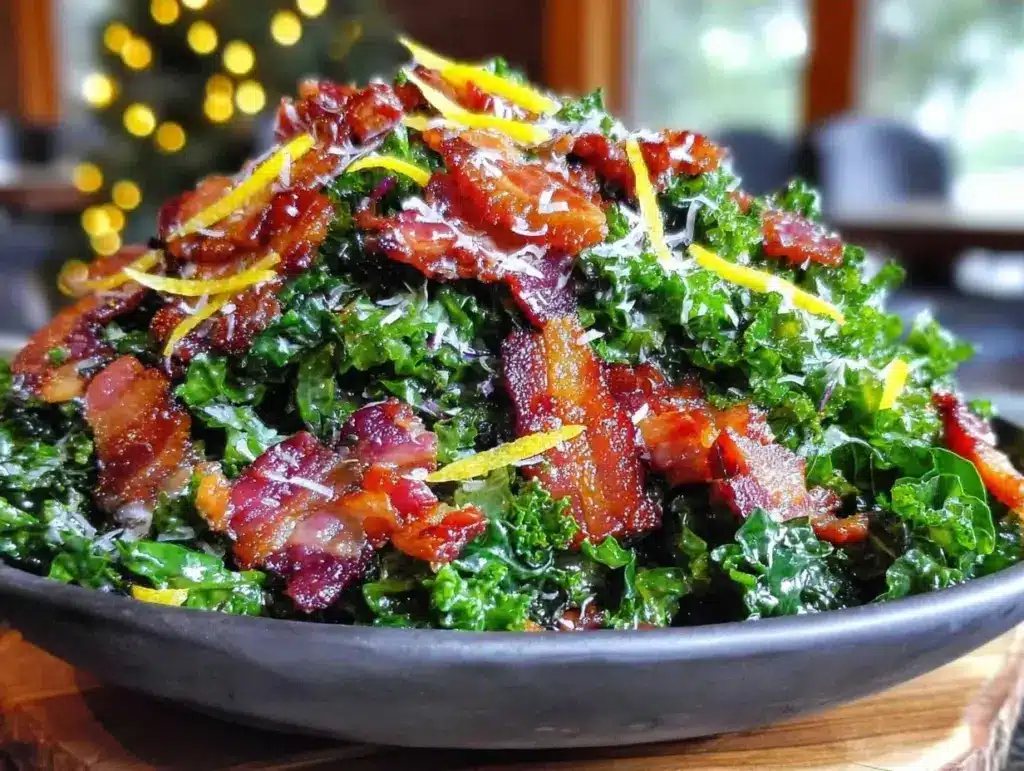 chopped kale salad with crispy bacon - featured image