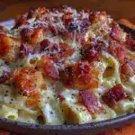 creamy alfredo pasta with crispy pancetta - featured image