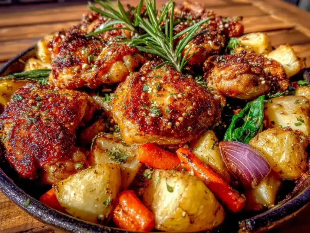 crispy sheet pan chicken dinner - featured image