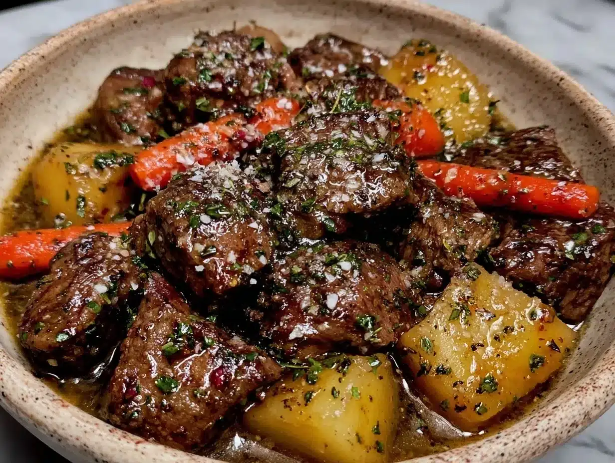 Crockpot Beef Stew: 5-Ingredient Tender Potato & Carrot Dinner 4 crockpot beef stew preparation steps