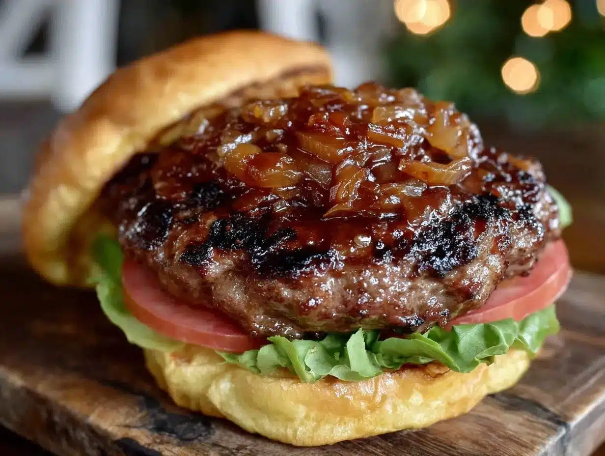Grilled Ground Beef Burgers with Caramelized Onions: 5 Best Weekend Dinner Party Ideas 4 Grilled Ground Beef Burgers with Caramelized Onions preparation steps