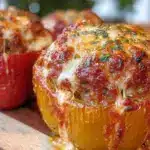 ground turkey stuffed peppers - featured image
