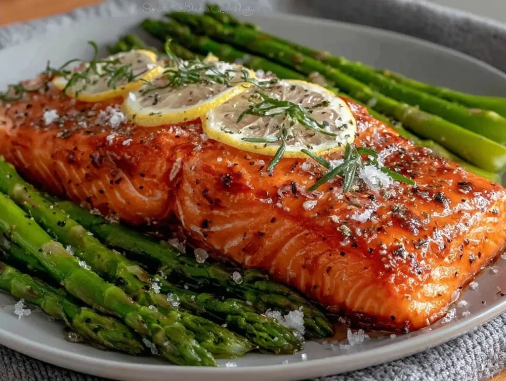 Healthy Baked Salmon with Roasted Asparagus - featured image