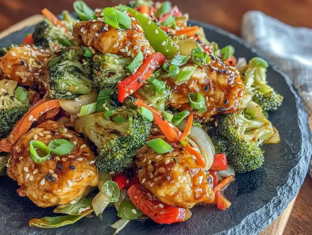 healthy chicken and vegetable stir fry - featured image