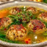 healthy turkey meatball soup - featured image