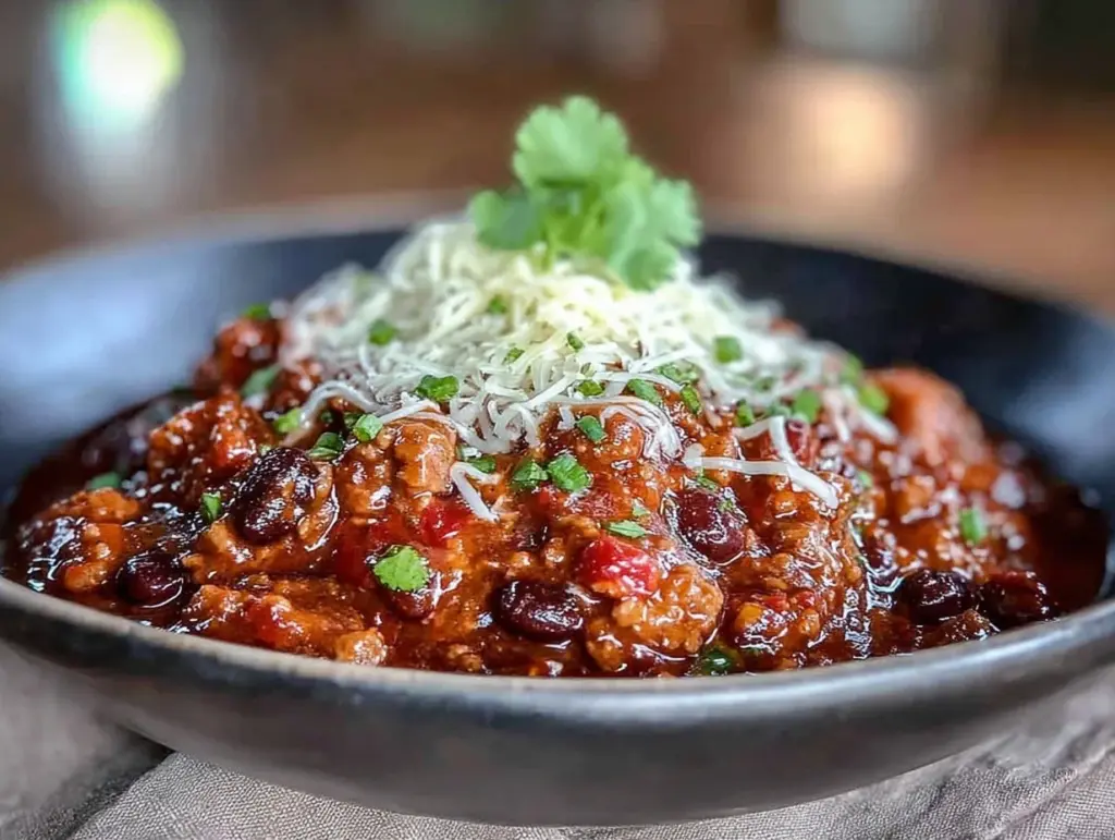 high protein turkey chili - featured image