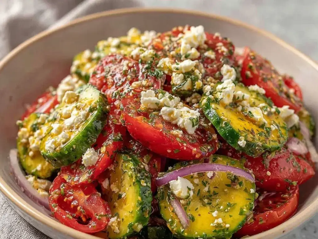 Labor Day Cucumber Tomato Salad - featured image