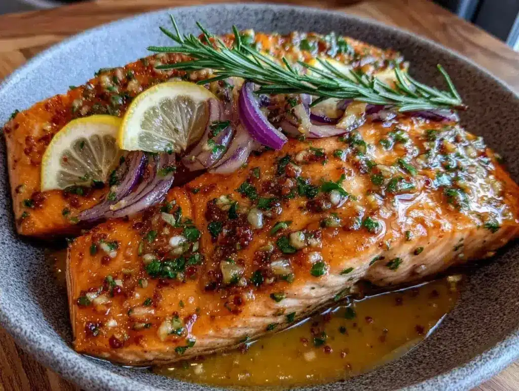 Mediterranean Salmon with Garlic Lemon Herb Sauce - featured image