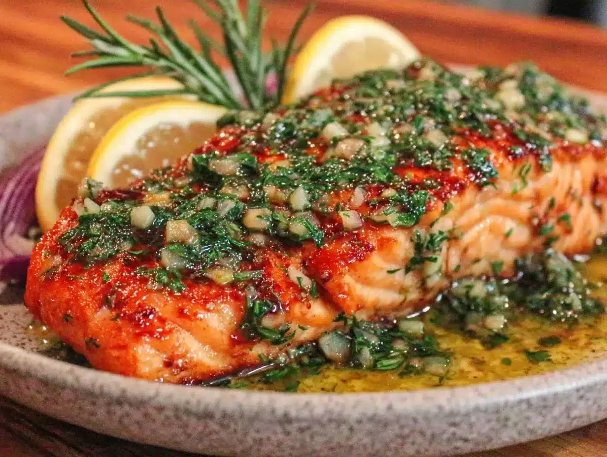 Mediterranean Salmon: Easy Garlic Lemon Herb Sauce for Dinner Parties 4 Mediterranean Salmon with Garlic Lemon Herb Sauce preparation steps