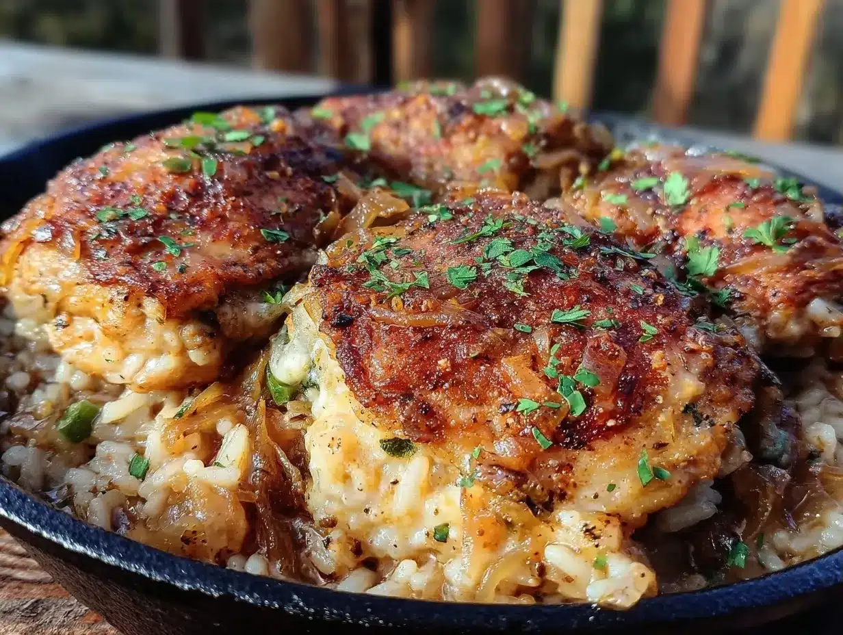 One-Pan Chicken and Rice with Caramelized Onions: Best Easy Dinner Party Recipe 4 one-pan chicken and rice with caramelized onions preparation steps