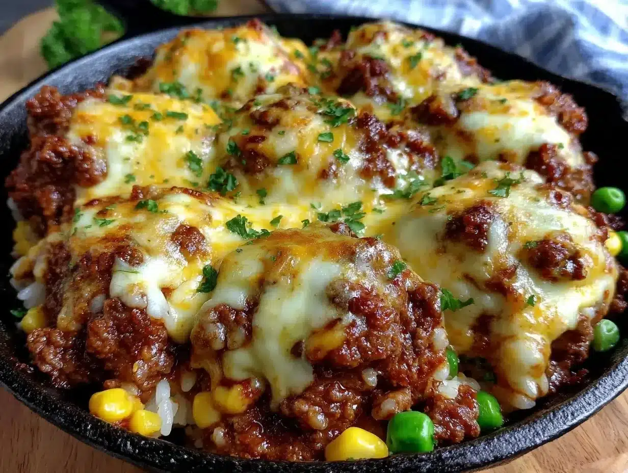 Sheet Pan Ground Beef and Rice Skillet with Melted Cheese 4 Sheet Pan Ground Beef and Rice Skillet preparation steps