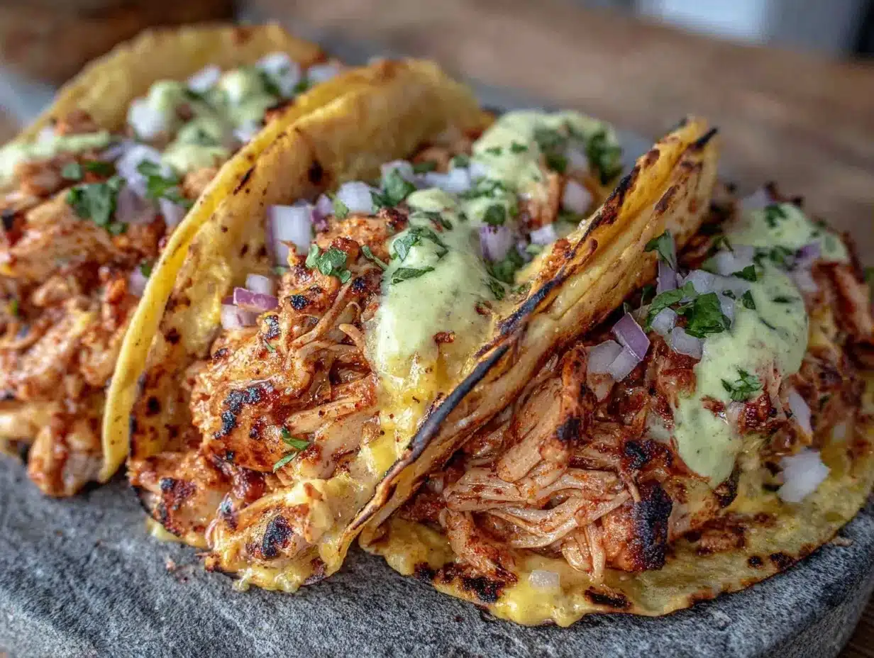 Shredded Chicken Tacos with Chipotle Lime Crema: Best Dinner Party Idea 4 shredded chicken tacos preparation steps