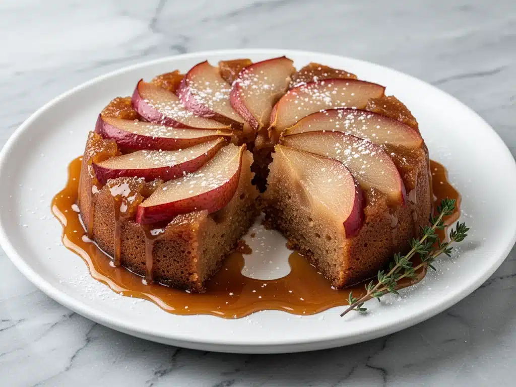 autumn spiced pear upside down cake - featured image