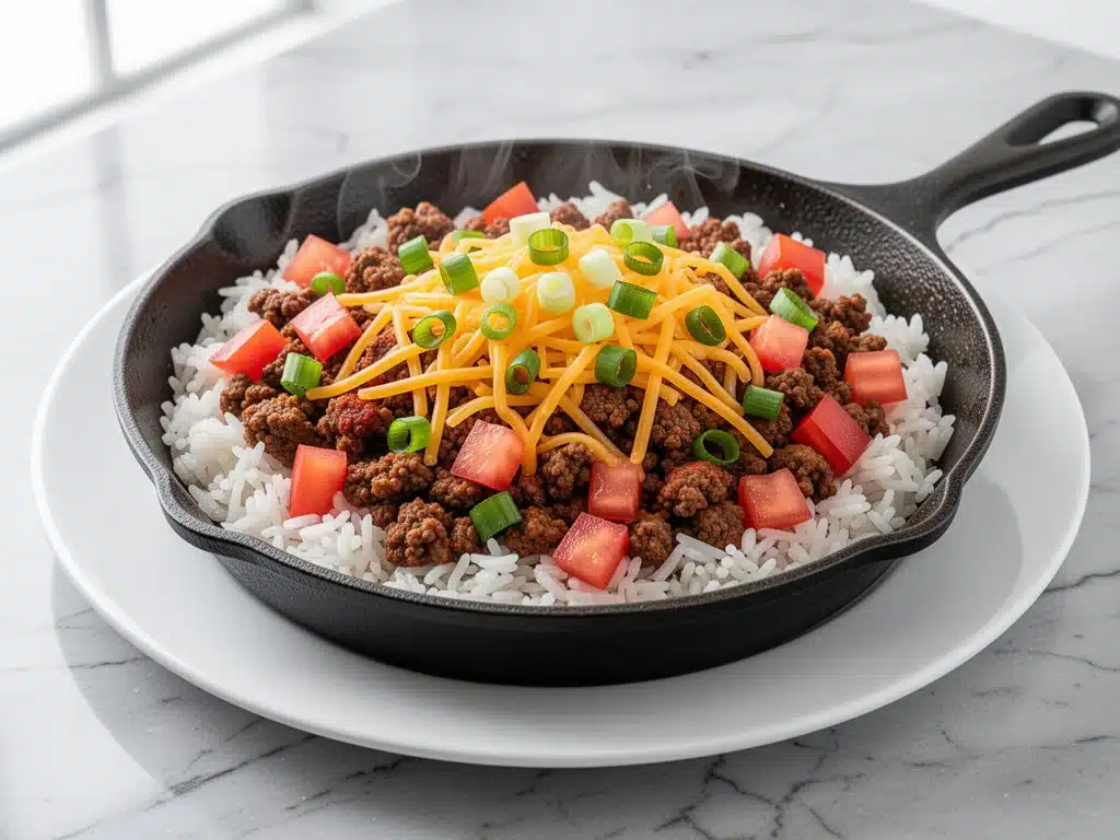 budget-friendly ground beef taco skillet - featured image
