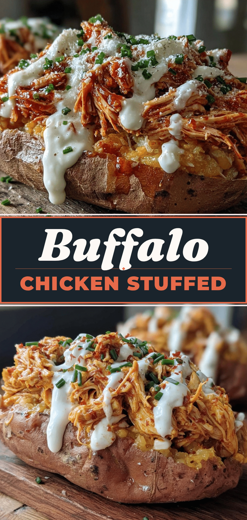 Buffalo Chicken Stuffed Sweet Potatoes: 1 Trick for Crispy Skin 5 buffalo chicken stuffed sweet potatoes recipe