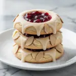 buttery raspberry almond thumbprint cookies - featured image