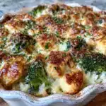 cheesy chicken broccoli rice casserole - featured image