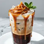 creamy iced caramel latte - featured image
