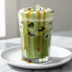 creamy iced matcha latte - featured image