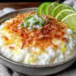 dairy-free coconut lime rice pudding - featured image