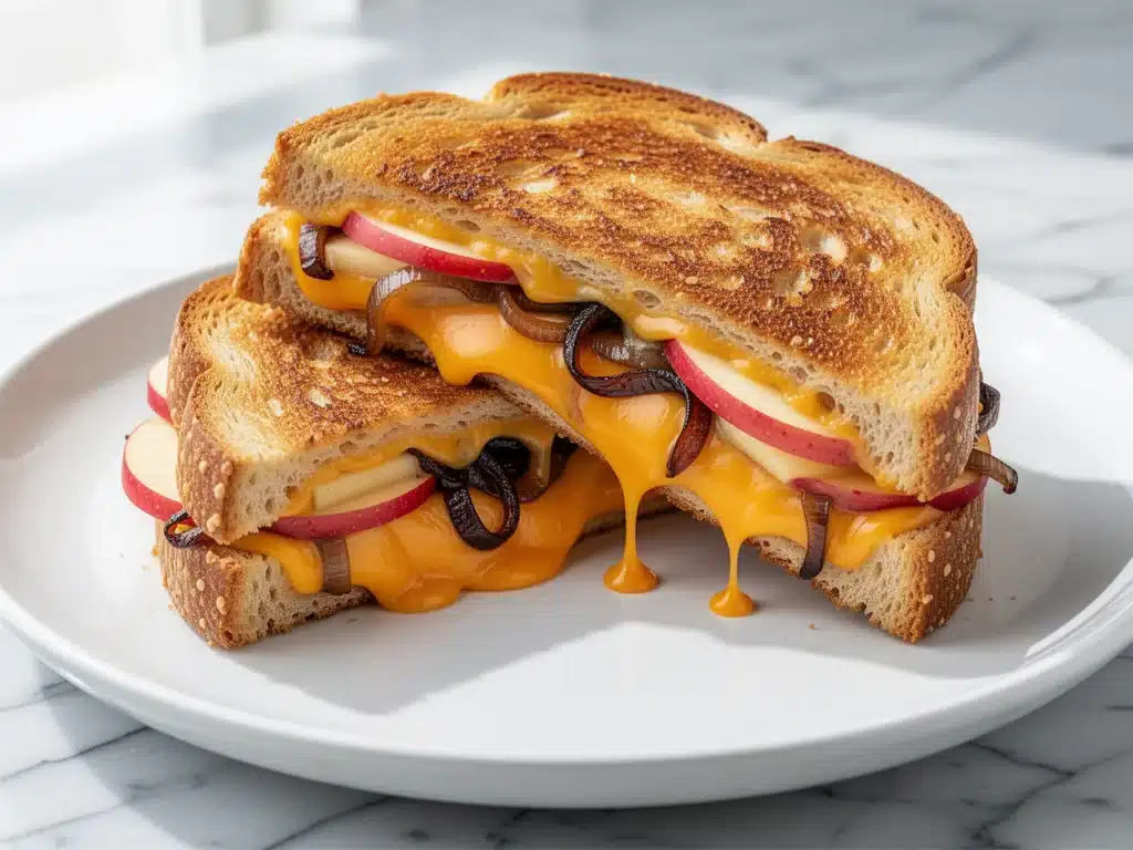 fall apple cheddar grilled cheese - featured image