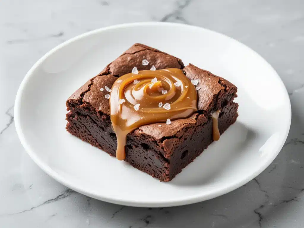 fudgy sea salt caramel brownies - featured image