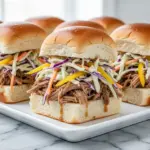 game day slow cooker pulled pork sliders - featured image