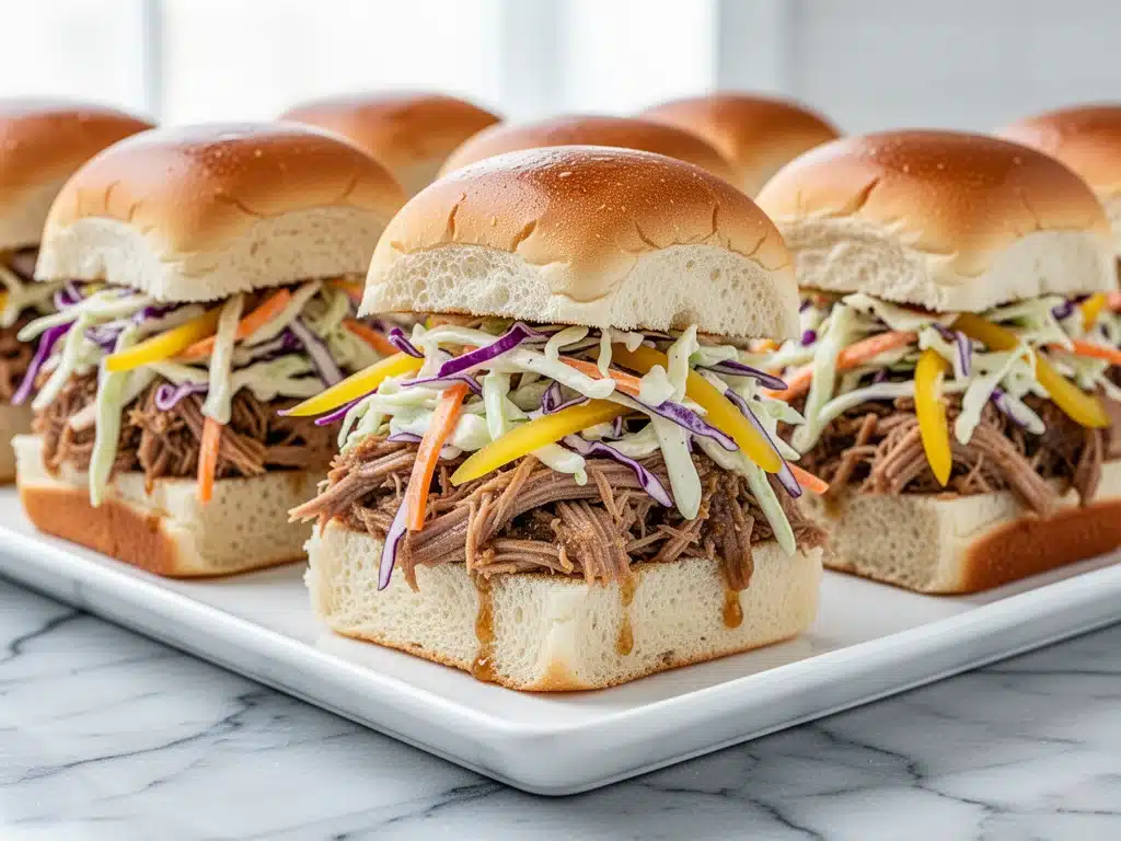 game day slow cooker pulled pork sliders - featured image