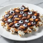 Halloween Chocolate Peanut Butter Popcorn Bark - featured image